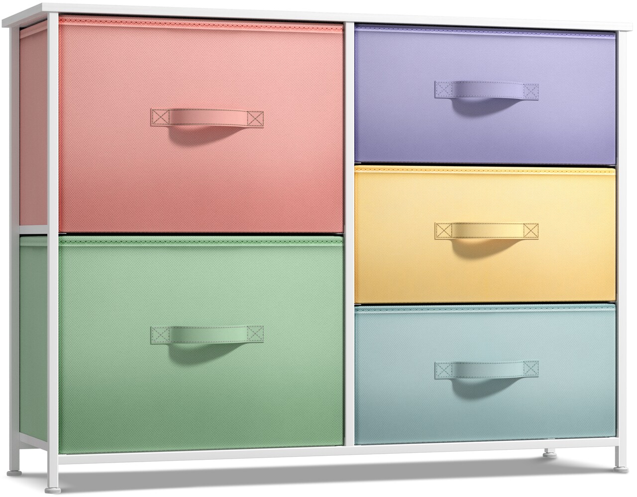 Sorbus Dresser with 5 Drawers - Storage Chest Organizer with Steel Frame, Wood Top, Handles, Fabric Bins